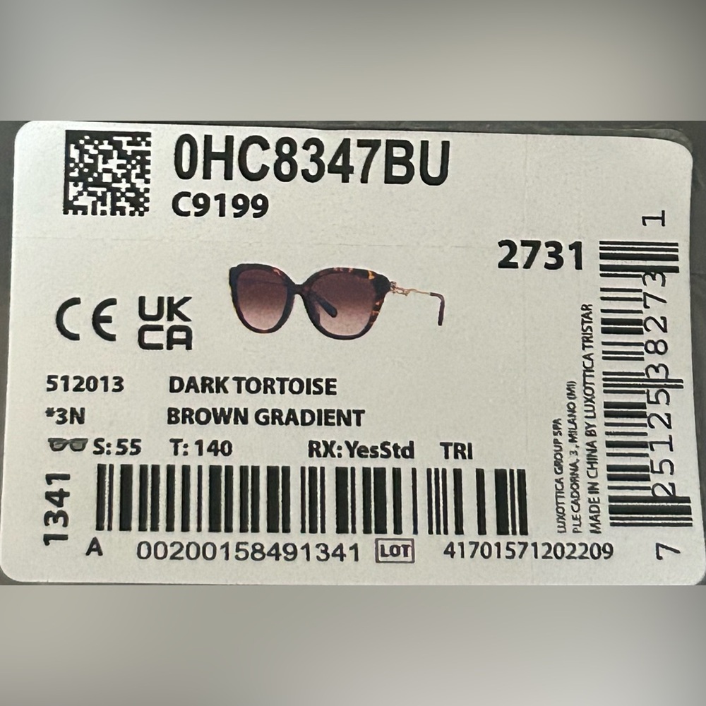 COACH Tea Rose Cat Eye Dark Tortoise Frame w/Brown Gradient UV Lenses w/Case - Picture 8 of 8